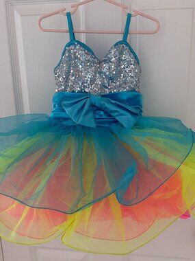 Girls Dance Weissman Recital Costume Tutu Size SC – blue/pink/yellow
